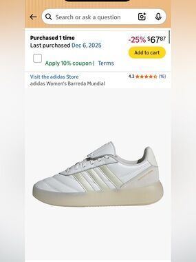 Adidas White Leather Low-Top Sneaker with Cream Platform Sole